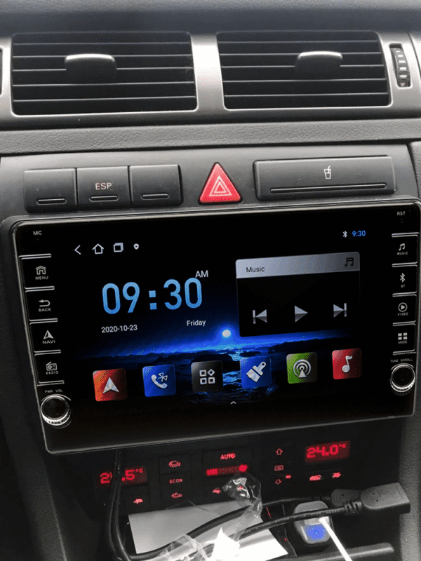Navigatie AUTONAV Android GPS Dedicata Audi A6 1997-2004, Model PRO Memorie 128GB Stocare, 6GB DDR3 RAM, Butoane Laterale Si Regulator Volum, Display 8" Full-Touch, WiFi, 2 x USB, Bluetooth, 4G, Octa-Core 8 * 1.3GHz, 4 * 50W Audio