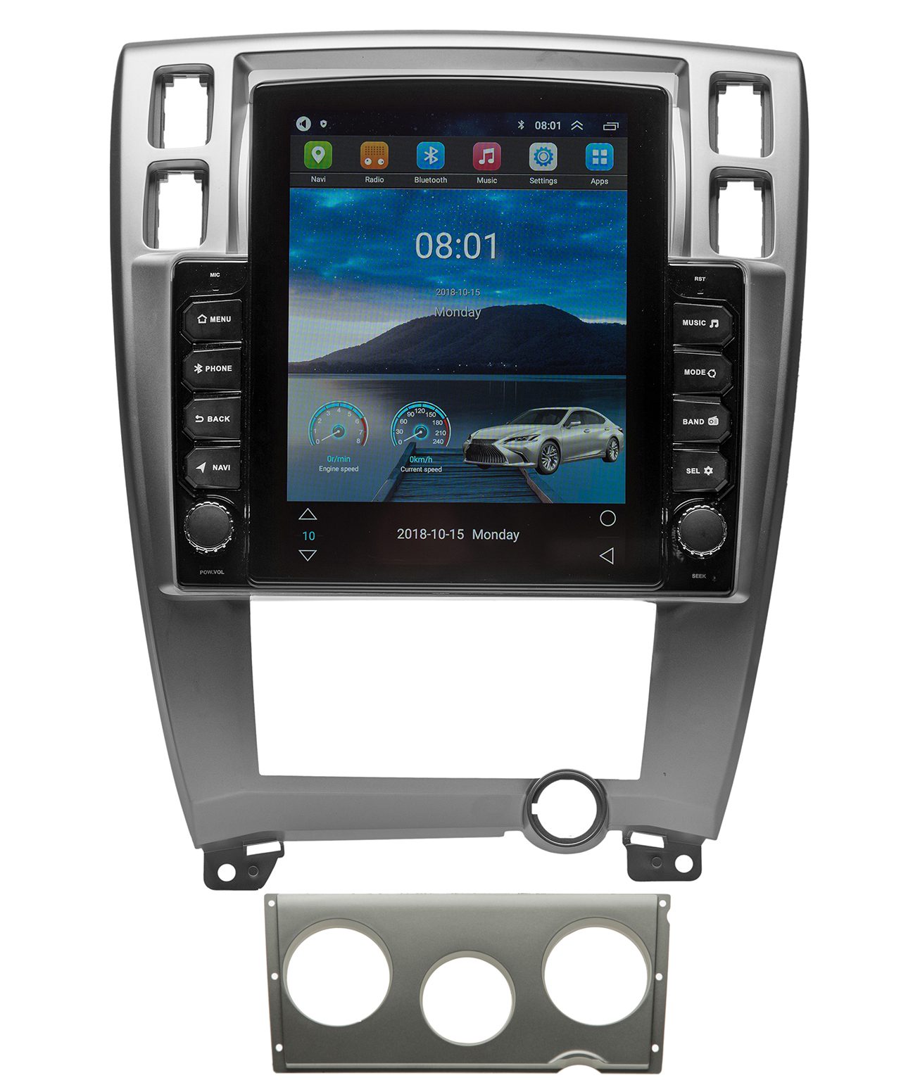 Navigatie AUTONAV Android GPS Dedicata Hyundai Tucson 2004-2009, Model XPERT Memorie 64GB Stocare, 4GB DDR3 RAM, Butoane Si Volum Fizice, Display Vertical Stil Tesla 10