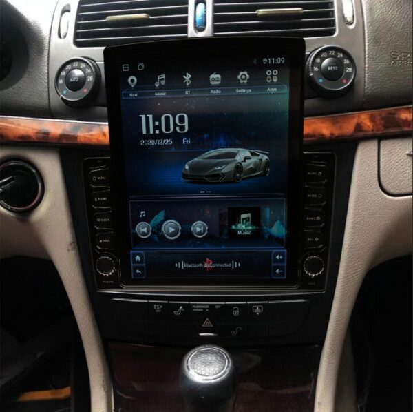 Navigatie AUTONAV PLUS Android GPS Dedicata Mercedes Clasa E CLS W211 2002-2010, Model XPERT Memorie 16GB, 1GB DDR3 RAM, Display Vertical Stil Tesla 10" Full-Touch, WiFi, 2 x USB, Bluetooth, Quad-Core 4 * 1.3GHz, 4 * 50W Audio