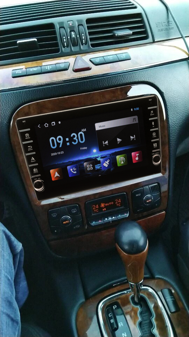 Navigatie AUTONAV ECO Android GPS Dedicata Mercedes S-Class W220 1998-2005, Model PRO Memorie 16GB Stocare, 1GB DDR3 RAM, Butoane Laterale Si Regulator Volum, Display 9" Full-Touch, WiFi, 2 x USB, Bluetooth, Quad-Core 4 * 1.3GHz, 4 * 50W Audio