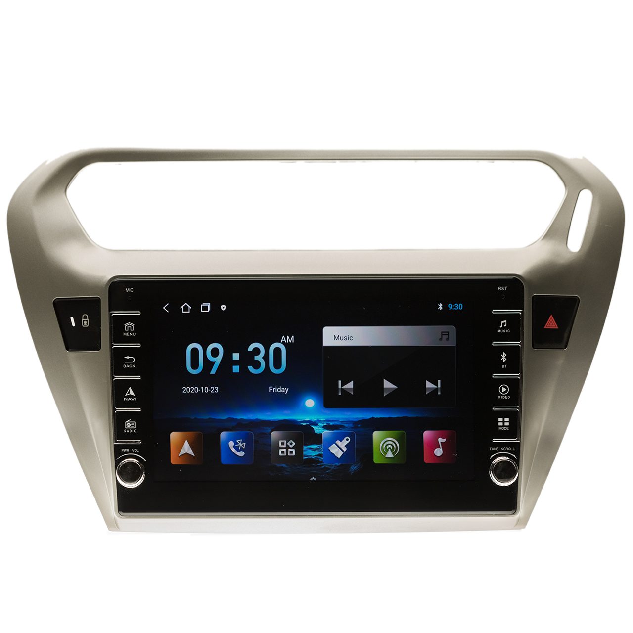 Navigatie AUTONAV Android GPS Dedicata Peugeot 301 2012-2017 si Citroen Elysee, Model PRO Memorie 64GB Stocare, 4GB DDR3 RAM, Butoane Laterale Si Regulator Volum, Display 8
