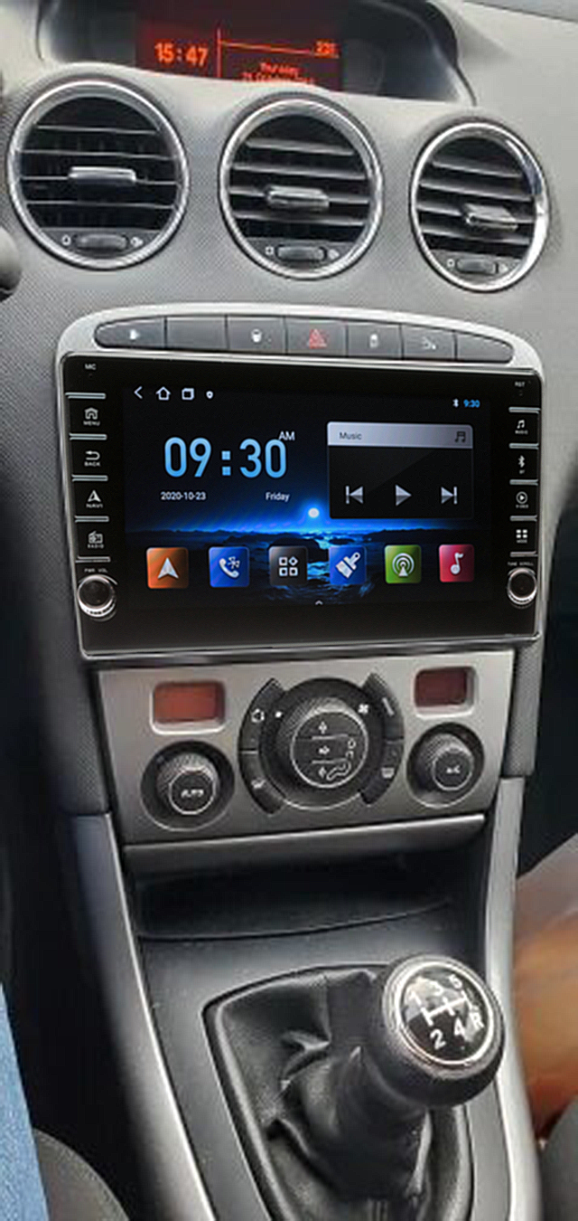 Navigatie AUTONAV ECO Android GPS Dedicata Peugeot 308 2006-2013 si 408 2010-2014, Model PRO Memorie 16GB Stocare, 1GB DDR3 RAM, Butoane Laterale Si Regulator Volum, Display 8" Full-Touch, WiFi, 2 x USB, Bluetooth, Quad-Core 4 * 1.3GHz, 4 * 50W Audio
