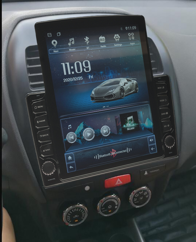 Navigatie AUTONAV Android GPS Dedicata Mitsubishi ASX 2010+ si Peugeot 4008 2012-2017, Model XPERT Memorie 32GB Stocare, 2GB DDR3 RAM, Display Vertical Stil Tesla 10" Full-Touch, WiFi, 2 x USB, Bluetooth, Quad-Core 4 * 1.3GHz, 4 * 50W Audio