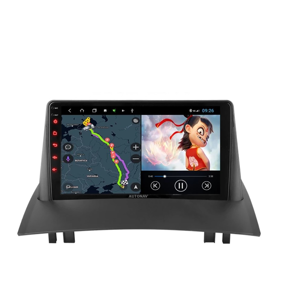 Navigatie AUTONAV Android GPS Dedicata Renault Megane 2, Model Classic, Memorie 64GB Stocare, 4GB DDR3 RAM, Display 9