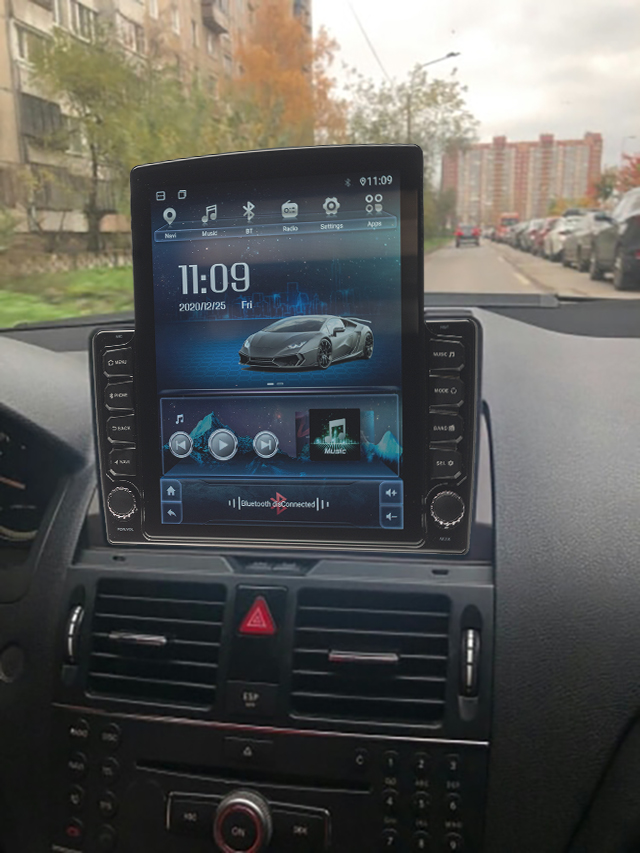 Navigatie AUTONAV PLUS Android GPS Dedicata Mercedes C-Class W204 2006-2014, Model XPERT Memorie 16GB Stocare, 1GB DDR3 RAM, Display Vertical Stil Tesla 10" Full-Touch, WiFi, 2 x USB, Bluetooth, Quad-Core 4 * 1.3GHz, 4 * 50W Audio