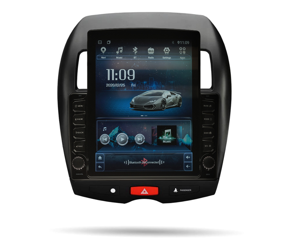 Navigatie AUTONAV PLUS Android GPS Dedicata Mitsubishi ASX 2010+ si Peugeot 4008 2012-2017, Model XPERT Memorie 16GB Stocare, 1GB DDR3 RAM, Display Vertical Stil Tesla 10