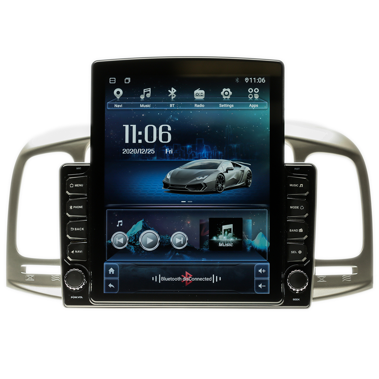 Navigatie AUTONAV ECO Android GPS Dedicata Hyundai Accent 2005-2011, Model XPERT Memorie 16GB Stocare, 1GB DDR3 RAM, Butoane Si Volum Fizice, Display Vertical Stil Tesla 10″ Full-Touch, WiFi, 2 x USB, Bluetooth, Quad-Core 4 * 1.3GHz, 4 * 50W Audio