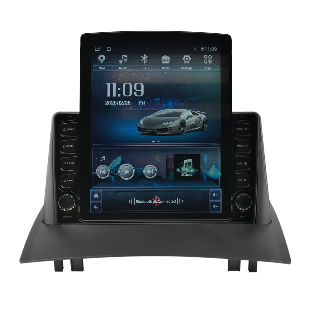 Navigatie AUTONAV ECO Android GPS Dedicata Renault Megane 2, Model XPERT Memorie 16GB Stocare, 1GB DDR3 RAM, Display Vertical Stil Tesla 10″ Full-Touch, WiFi, 2 x USB, Bluetooth, Quad-Core 4 * 1.3GHz, 4 * 50W Audio