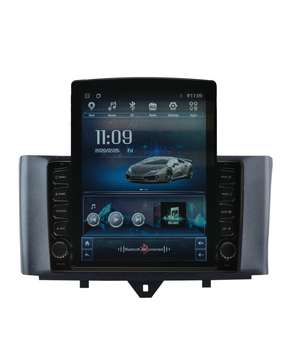 Navigatie AUTONAV Android GPS Dedicata Smart Fortwo 2007-2014, Model XPERT Memorie 64GB Stocare, 4GB DDR3 RAM, Display Vertical Stil Tesla 10″ Full-Touch, WiFi, 2 x USB, Bluetooth, 4G, Octa-Core 8 * 2.0GHz, 4 * 50W Audio