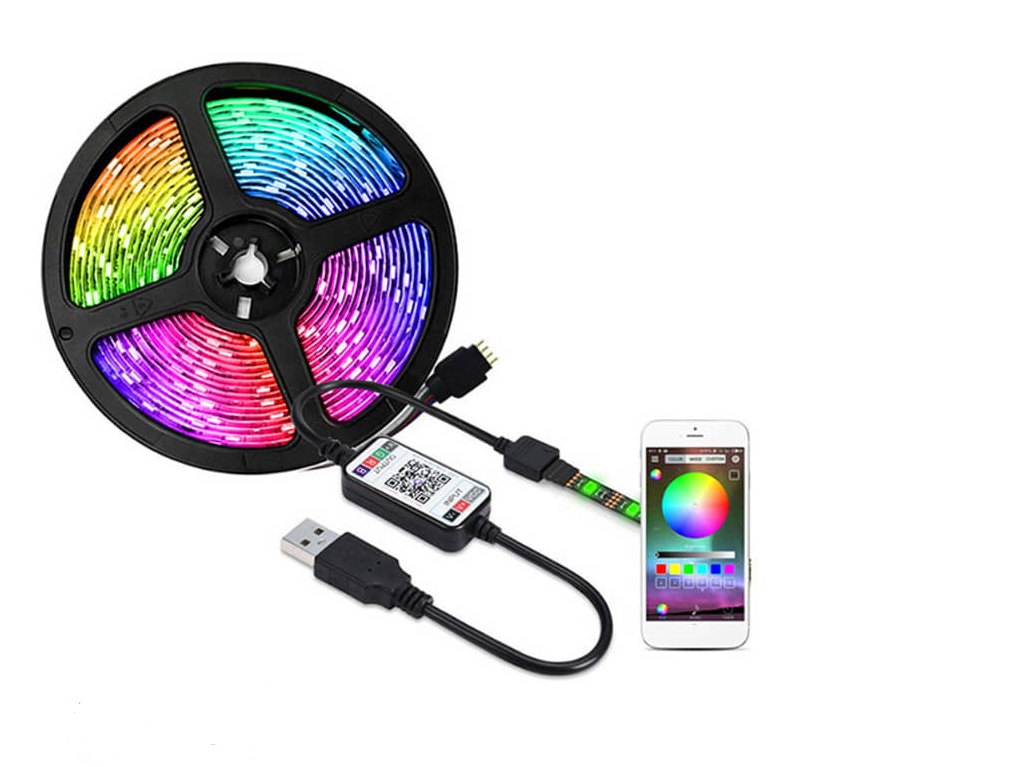 Rola Banda LED RGB, Aplicatie Telefon, Rezistenta la Apa, Lungime 1 Metru