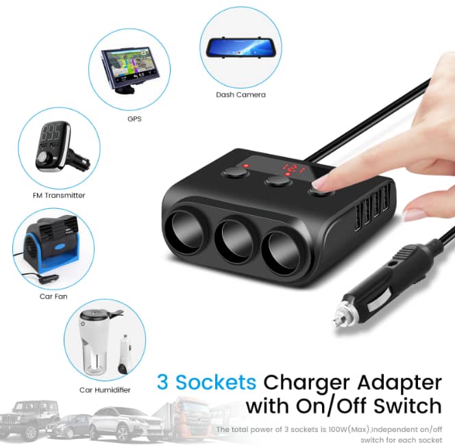 Adaptor Priza Auto 3 Porturi..