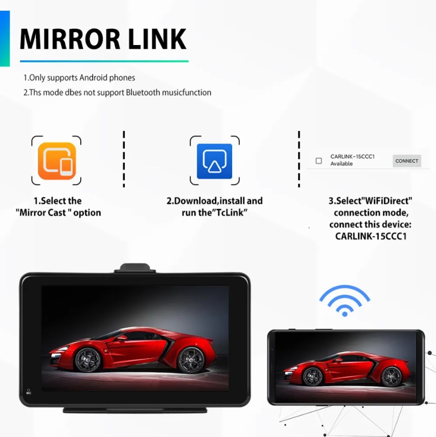 Navigatie Portabila Wireless Carplay/Android Auto,..