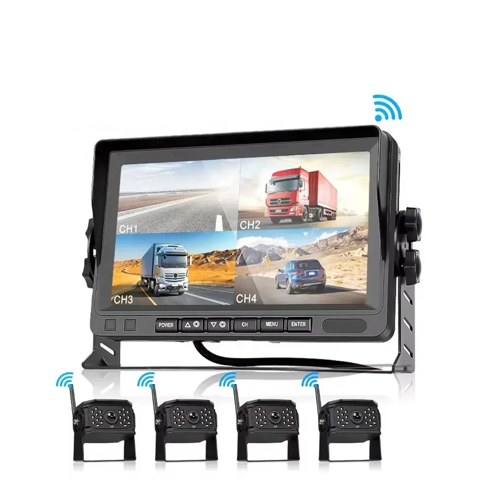 Kit 4 Camere Marsarier Wide Multi-LED, Full HD, Display 9″ 12-24V, Night Vision, Avertizare Unghi Mort, Rezistente Apa & Vreme, Camioane, Utilaje, Vehicule Mari A3153