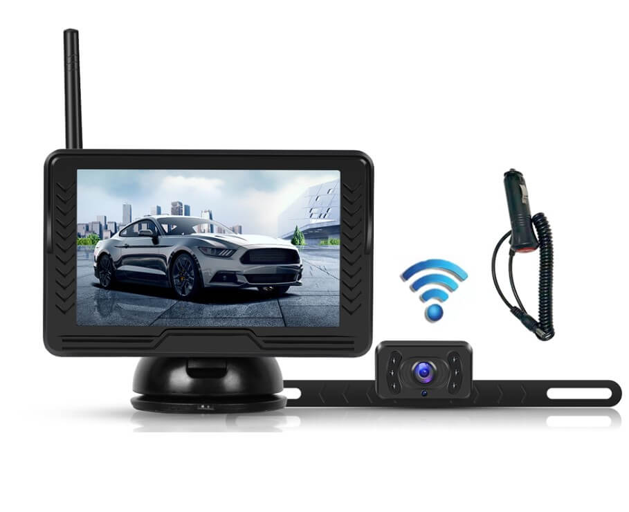 Kit Camera Marsarier Wireless Cu Display IPS 5″, Night Vision, AHD 720P, Rezistenta La Apa IP69, Incarcator
