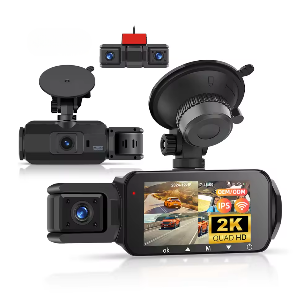 Cameră auto DVR 2K de 3 inch, înregistrator IPS cu 4 lentile, senzor G/WiFi/monitor parcare/protecție 360° + 4 camere X1080P