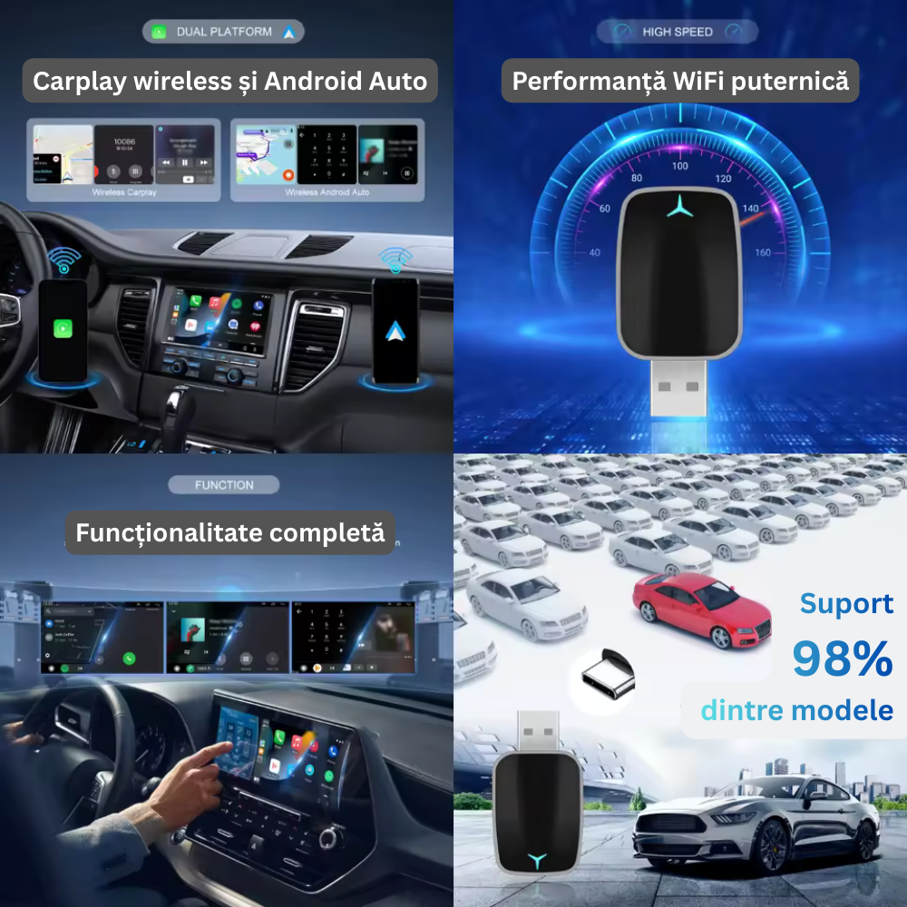 Adaptor Wireless Carplay si Android..