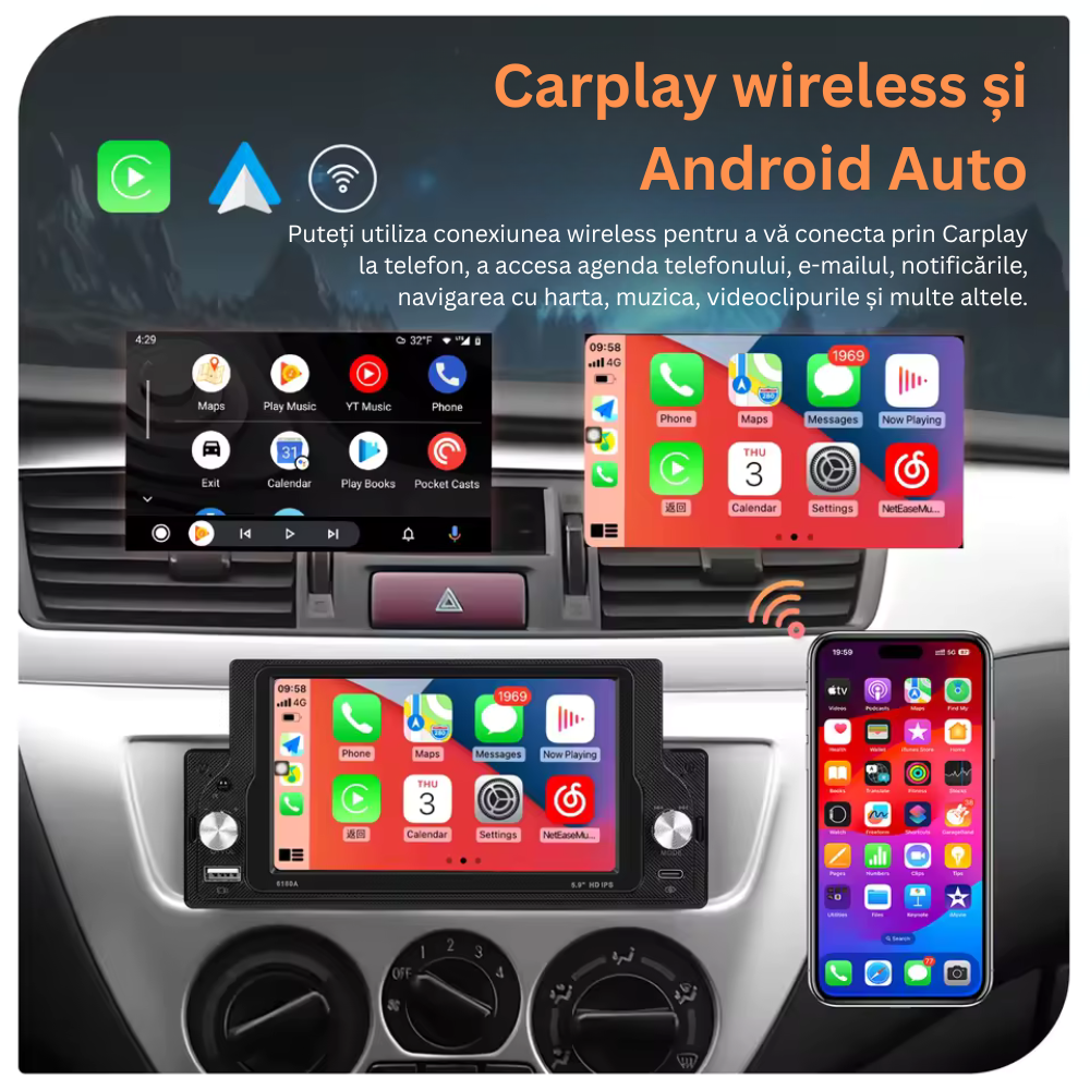 Navigatie 1-DIN Universala Android, Display..