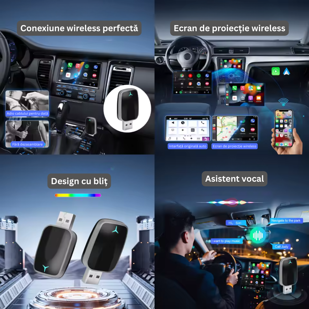 Adaptor Wireless Carplay si Android..