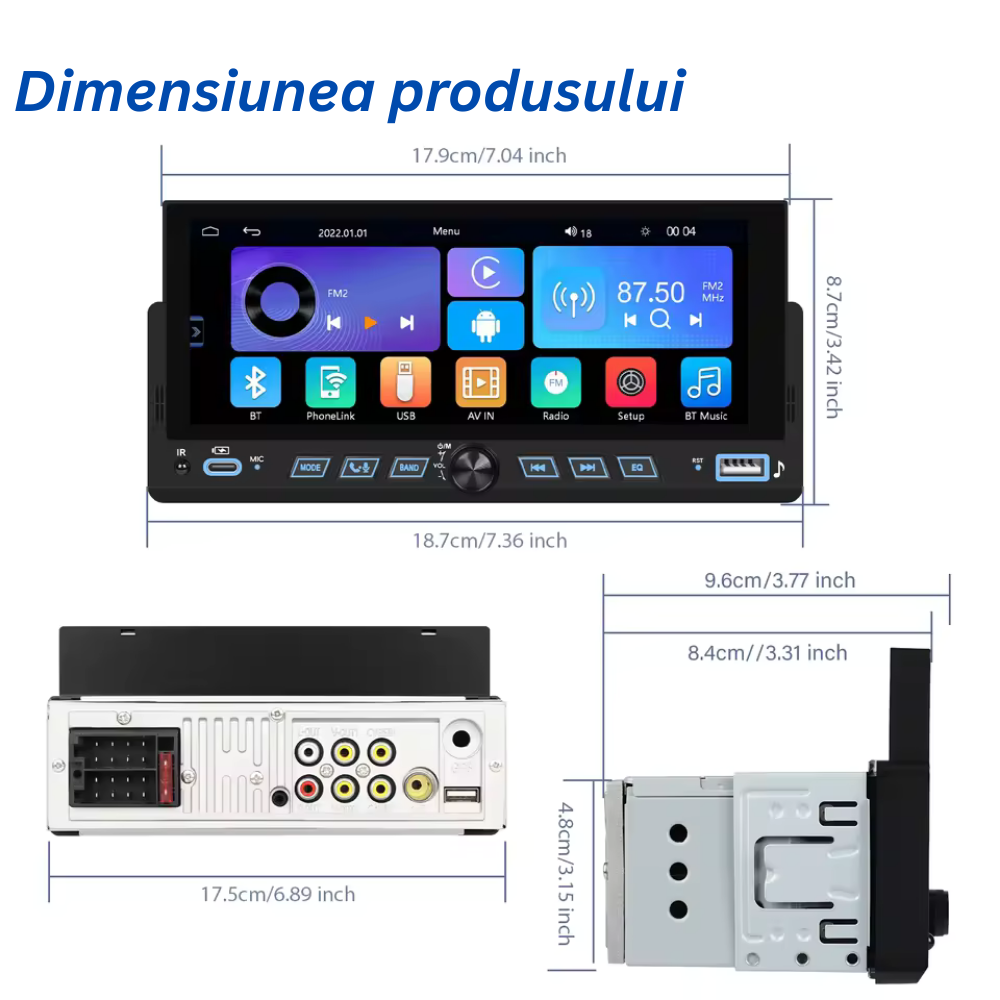 Navigatie MP5, Display 6.86″ 1-DIN,..