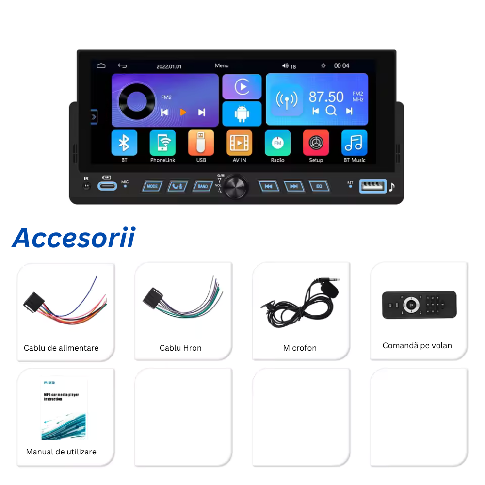 Navigatie MP5, Display 6.86″ 1-DIN,..