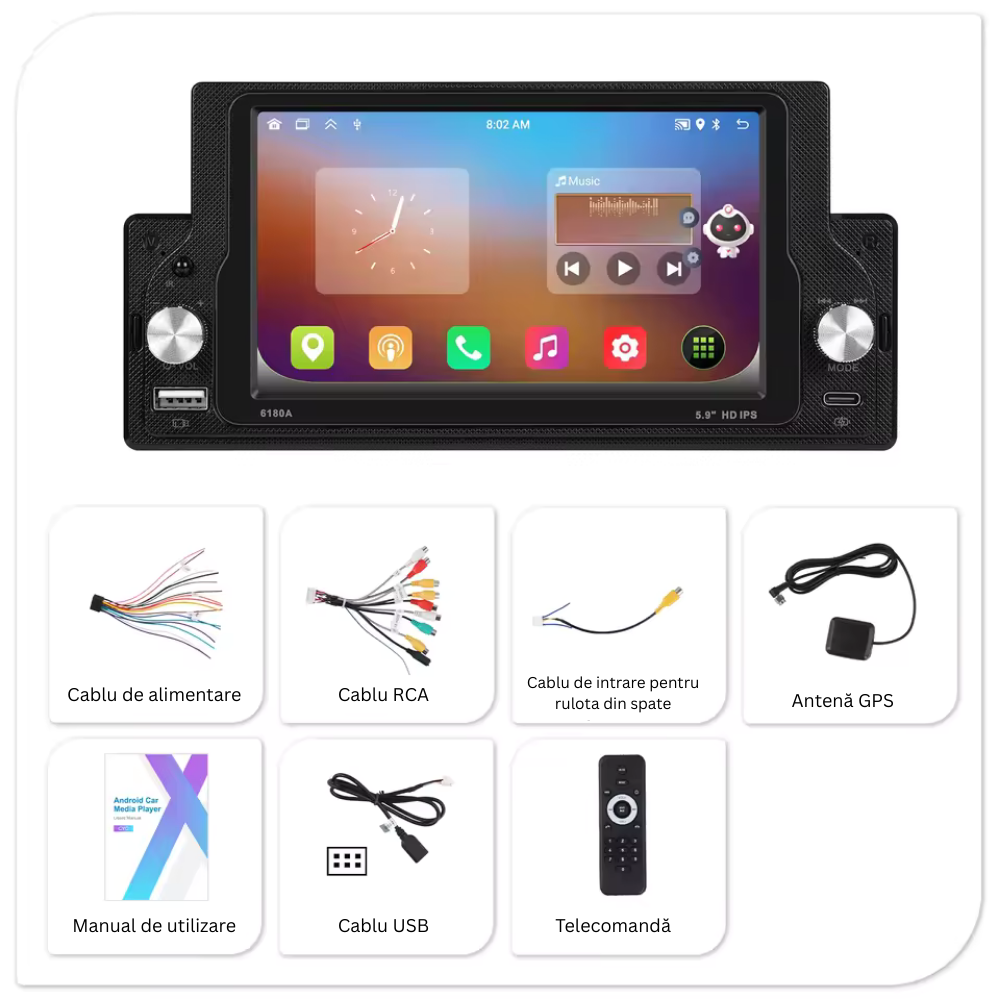 Navigatie 1-DIN Universala Android, Display..