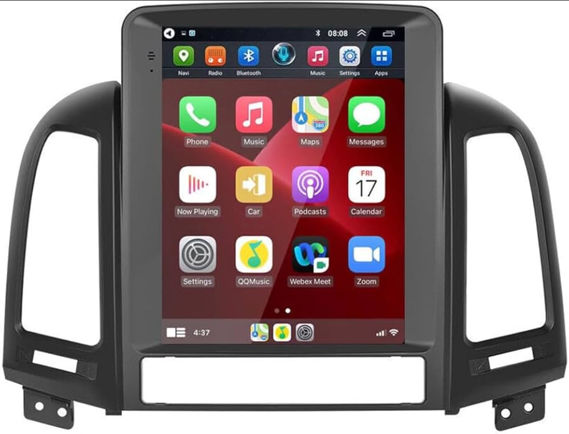 Navigatie AUTONAV Android GPS Dedicata Hyundai Santafe 2006-2012 Stil Tesla, 16GB Stocare, 1GB DDR3 RAM, Display Vertical Stil Tesla 10″, WiFi, 2 x USB, Bluetooth, Quad-Core 4 x 1.8GHz, 4 x 50W Audio