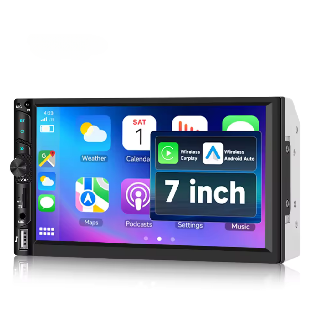 Navigatie Universala, Display 7″ Full-Touch, Wireless Carplay si Android Auto, EQ. Bluetooth, FM, AUX,