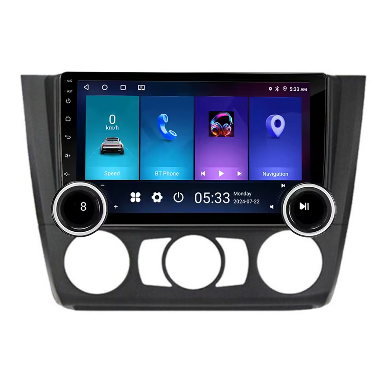 Navigatie AUTONAV Android GPS Dedicata BMW Seria 1 E81-88 2004-2011 AC Manual, Model Elite, Memorie 64GB Stocare, 2GB DDR3 RAM, Display 10″ Full-Touch, WiFi, 2 x USB, Bluetooth, Quad-Core 4 * 1.3GHz, 4 * 50W Audio