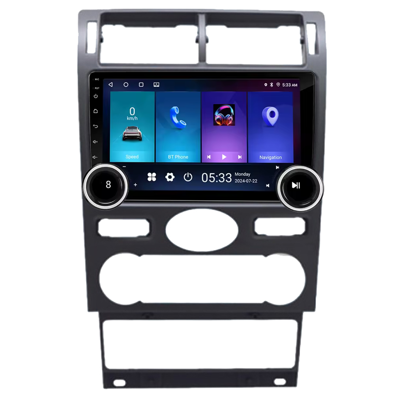 Navigatie AUTONAV Android GPS Dedicata Ford Mondeo 2000-2007 AC Manual, Model Elite, Memorie 64GB Stocare, 2GB DDR3 RAM, Display 10″ Full-Touch, WiFi, 2 x USB, Bluetooth, Quad-Core 4 * 1.3GHz, 4 * 50W Audio
