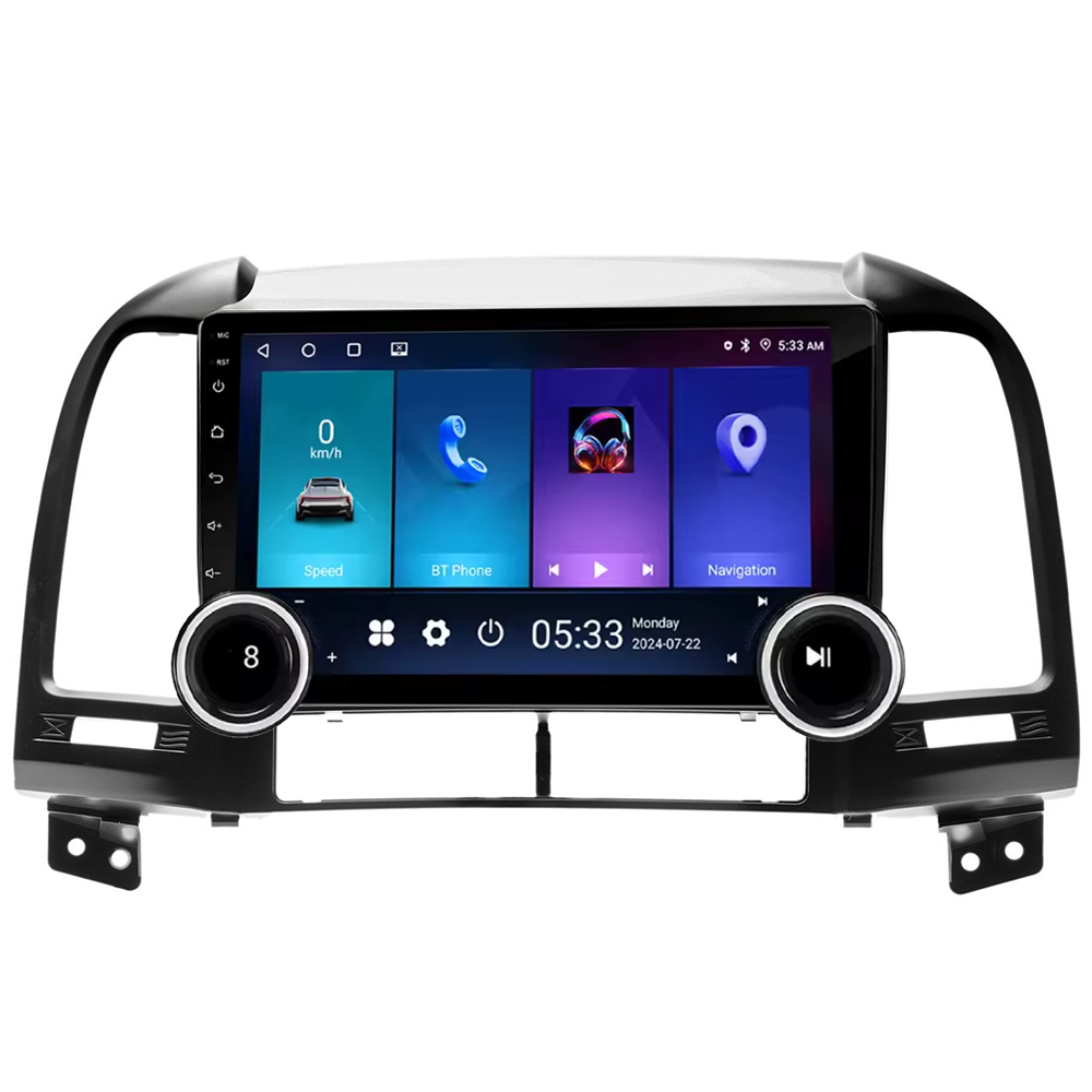 Navigatie AUTONAV Android GPS Dedicata Hyundai Santa Fe 2006-2012, Model Elite, Memorie 128GB Stocare, 6GB DDR3 RAM, Display 10″ Full-Touch, WiFi, 2 x USB, Bluetooth, 4G, Octa-Core 8 * 2.0GHz, 4 * 50W Audio