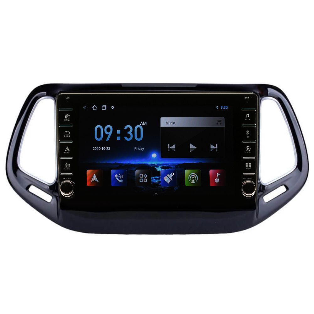 Navigatie AUTONAV Android GPS Dedicata Jeep Compass 2016-2021, Model PRO Memorie 128GB Stocare, 6GB DDR3 RAM, Display 9″ Full-Touch, WiFi, 2 x USB, Bluetooth, 4G, Octa-Core 8 * 2.0GHz, 4 * 50W Audio
