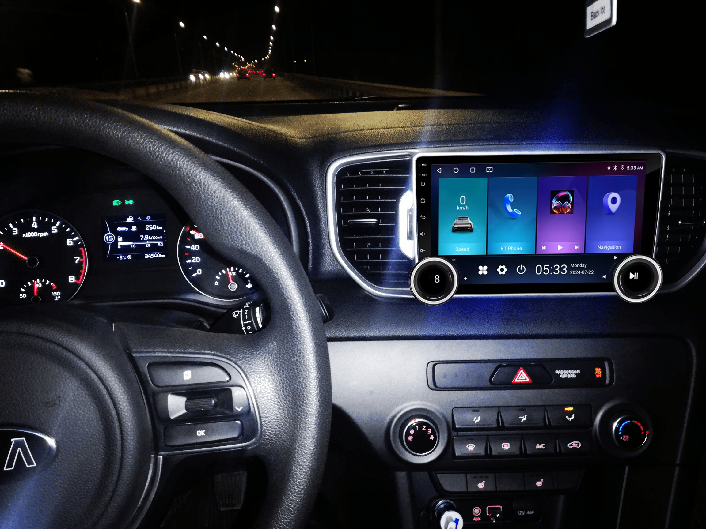 Navigatie AUTONAV Android GPS Dedicata Kia Sportage Dupa 2015, Model Elite, Memorie 256GB Stocare, 12GB DDR3 RAM, Display 10″ Full-Touch, WiFi, 2 x USB, Bluetooth, 4G, Octa-Core 8 * 2.0GHz, 4 * 50W Audio