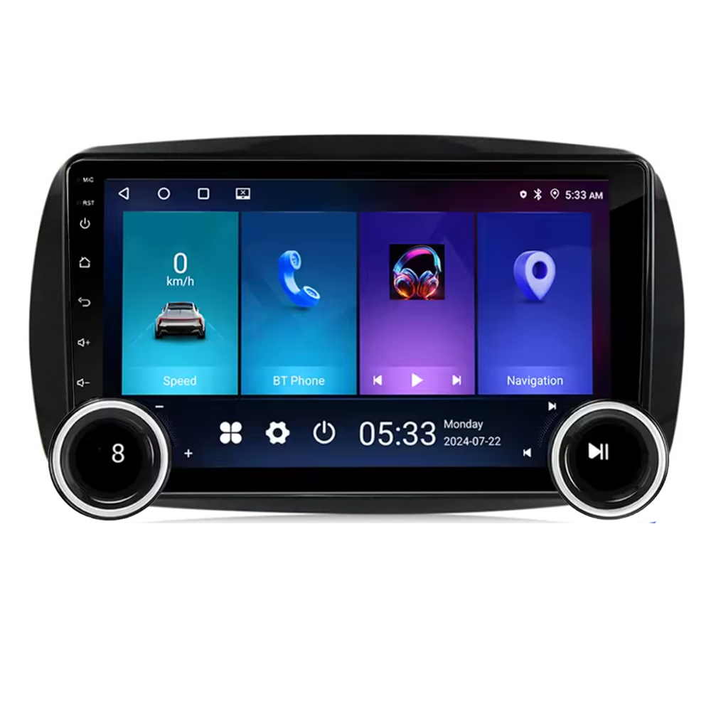 Navigatie AUTONAV Android GPS Dedicata Smart Fortwo 2014-2020, Model Elite, Memorie 64GB Stocare, 2GB DDR3 RAM, Display 10″ Full-Touch, WiFi, 2 x USB, Bluetooth, Quad-Core 4 * 1.3GHz, 4 * 50W Audio