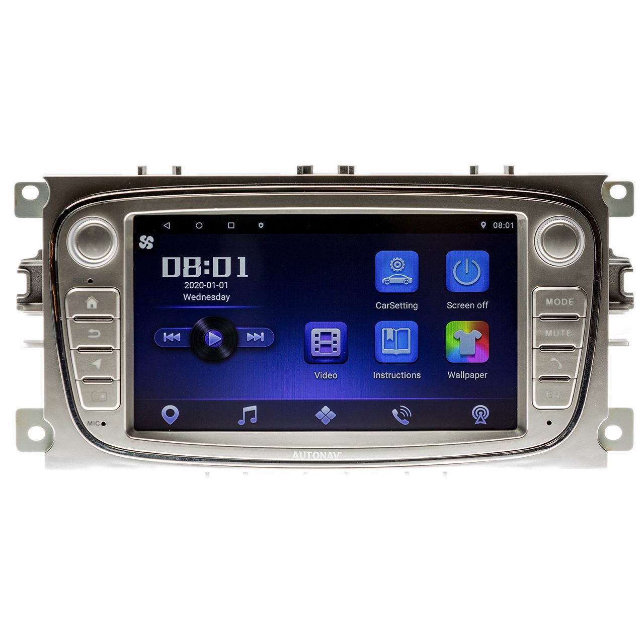 Navigatie AUTONAV Android GPS Dedicata Ford Focus 2/ C-MAX/ S-MAX/ Galaxy/ Fusion/ Fiesta/ Kuga, 64GB Stocare, 4GB DDR3 RAM, Display 7″ , WiFi, 2 x USB, Bluetooth, 4G, Octa-Core 8 x 1.8GHz, 4 x 50W Audio, Model Rounded