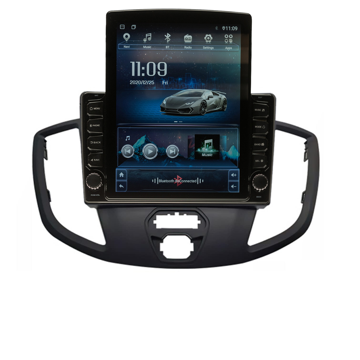 Navigatie AUTONAV ECO Android GPS Dedicata Ford Transit Custom Turneo 2012-2018 Tip 2, Model XPERT Memorie 16GB Stocare, 1GB DDR3 RAM, Display Vertical Stil Tesla 10″ Full-Touch, WiFi, 2 x USB, Bluetooth, Quad-Core 4 * 1.3GHz, 4 * 50W Audio