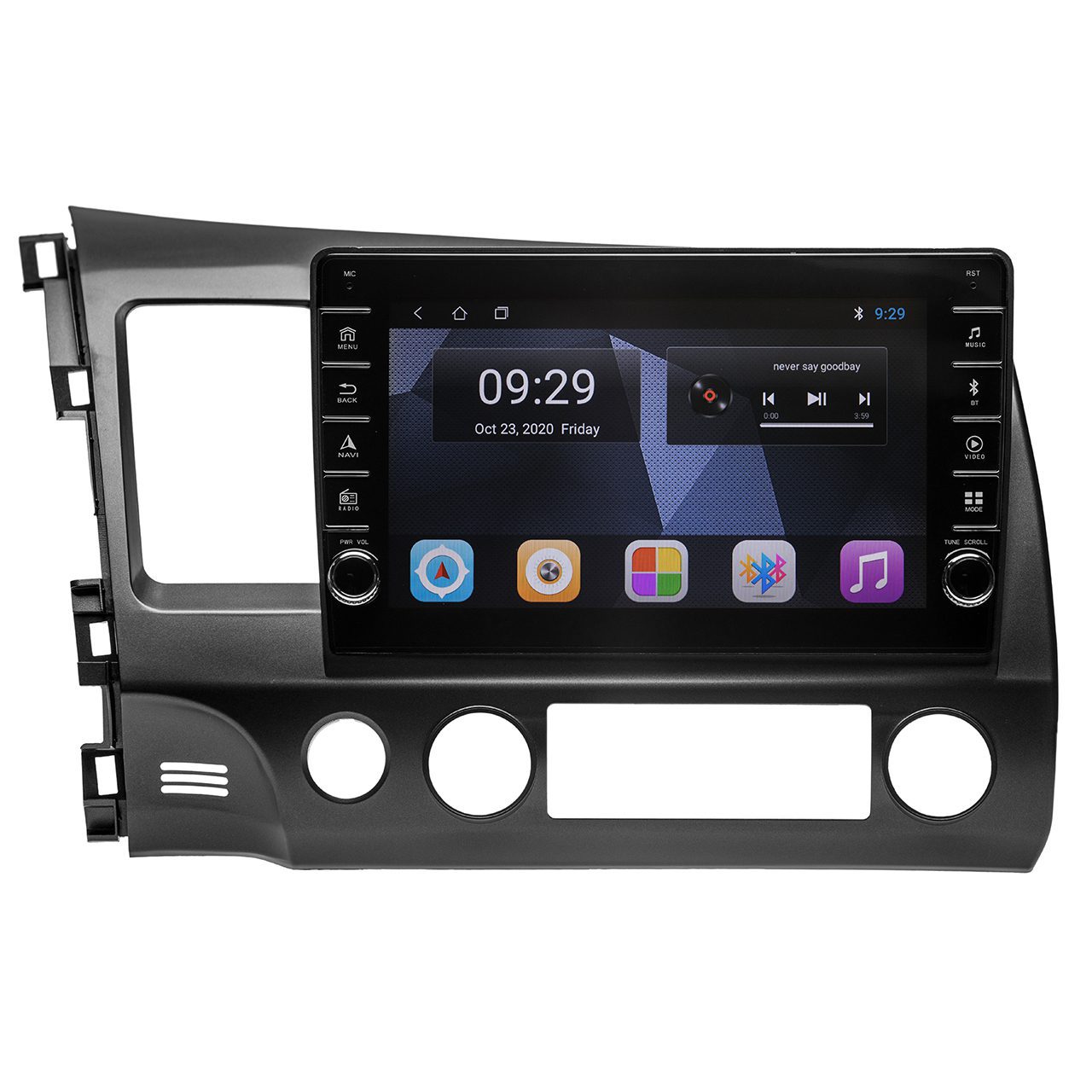 Navigatie AUTONAV Android GPS Dedicata Honda Civic 2006-2011, Model PRO Memorie 128GB Stocare, 6GB DDR3 RAM, Butoane Laterale Si Regulator Volum, Display 9″ Full-Touch, WiFi, 2 x USB, Bluetooth, 4G, Octa-Core 8 * 2.0GHz, 4 * 50W Audio