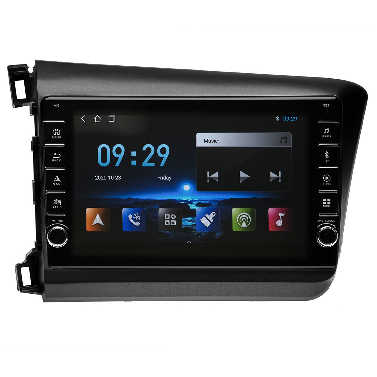 Navigatie AUTONAV Android GPS Dedicata Honda Civic 2011-2016, Model PRO Memorie 64GB Stocare, 4GB DDR3 RAM, Butoane Laterale Si Regulator Volum, Display 8″ Full-Touch, WiFi, 2 x USB, Bluetooth, 4G, Octa-Core 8 * 2.0GHz, 4 * 50W Audio