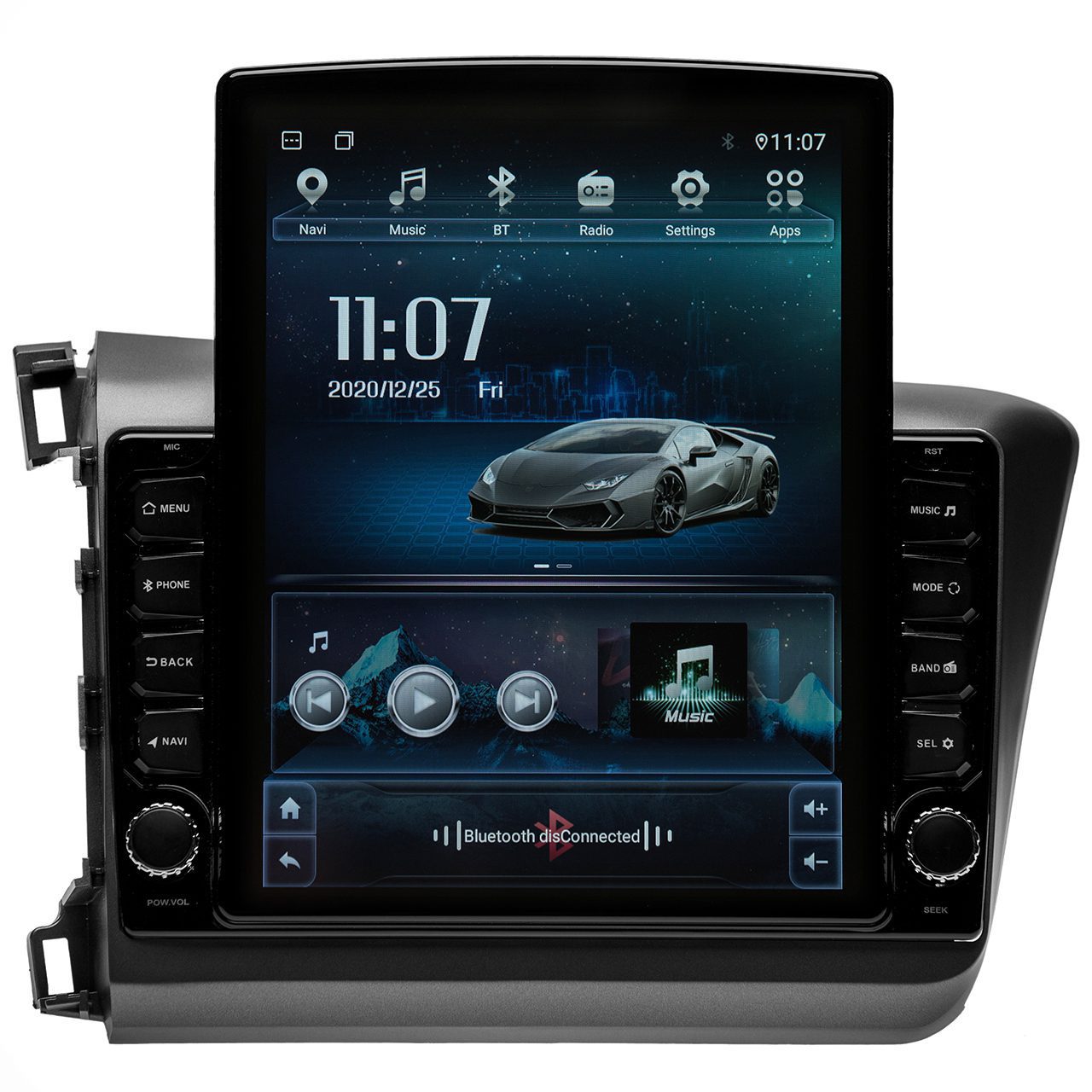 Navigatie AUTONAV Android GPS Dedicata Honda Civic 2011-2016, Model XPERT Memorie 128GB Stocare, 6GB DDR3 RAM, Display Vertical Stil Tesla 10″ Full-Touch, WiFi, 2 x USB, Bluetooth, 4G, Octa-Core 8 * 2.0GHz, 4 * 50W Audio