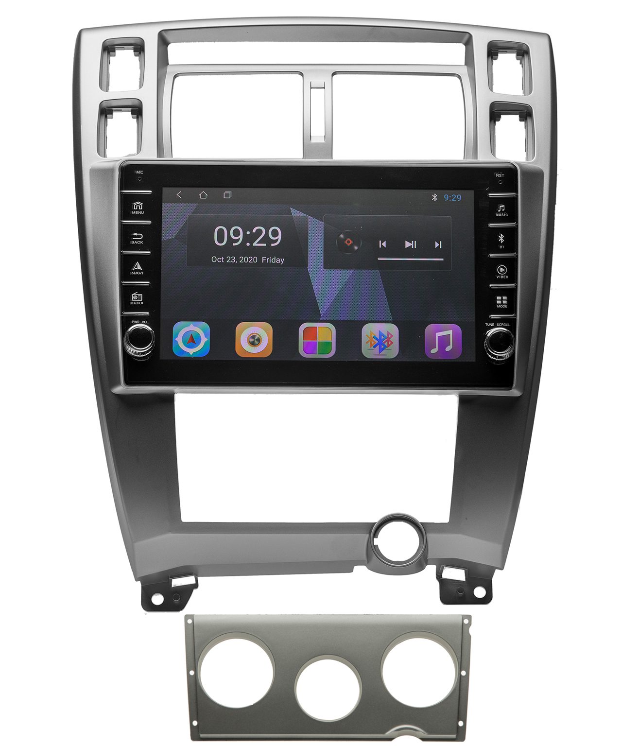 Navigatie AUTONAV Android GPS Dedicata Hyundai Tucson 2004-2009, Model PRO Memorie 256GB Stocare, 12GB DDR3 RAM, Butoane Laterale Si Regulator Volum, Display 9″ Full-Touch, WiFi, 2 x USB, Bluetooth, 4G, Octa-Core 8 * 2.0GHz, 4 * 50W Audio