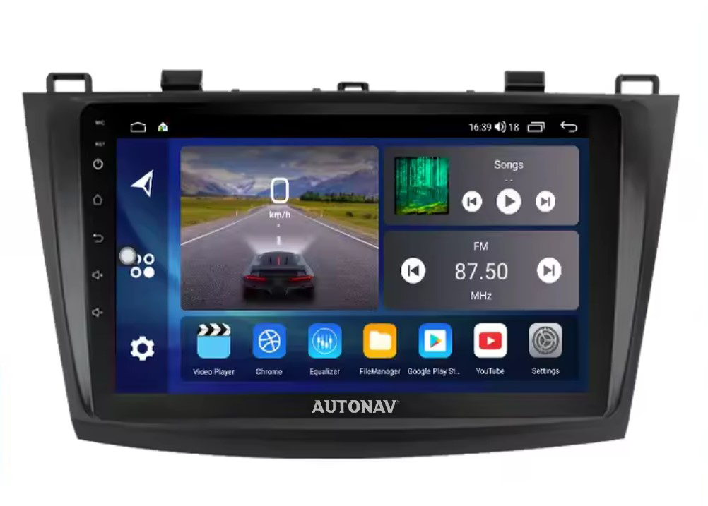 Navigatie AUTONAV Android GPS Dedicata Mazda 3 2008-2013, Model Classic, Memorie 256GB Stocare, 12GB DDR3 RAM, Display 9″ Full-Touch, WiFi, 2 x USB, Bluetooth, 4G, Octa-Core 8 * 2.0GHz, 4 * 50W Audio
