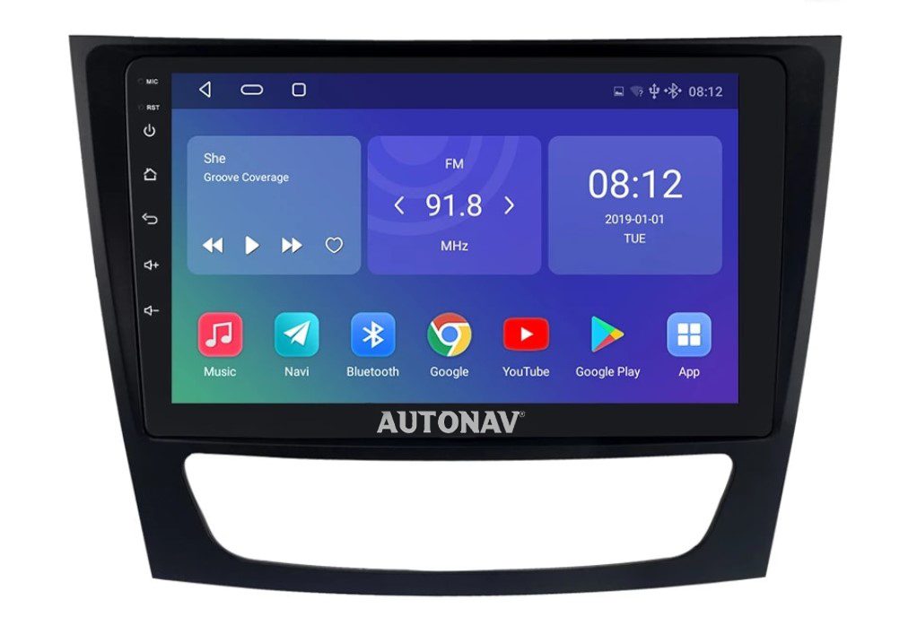 Navigatie AUTONAV Android GPS Dedicata Mercedes Clasa E CLS W211 2002-2010, Model Classic, Memorie 256GB Stocare, 12GB DDR3 RAM, Display 9″ Full-Touch, WiFi, 2 x USB, Bluetooth, 4G, Octa-Core 8 * 2.0GHz, 4 * 50W Audio