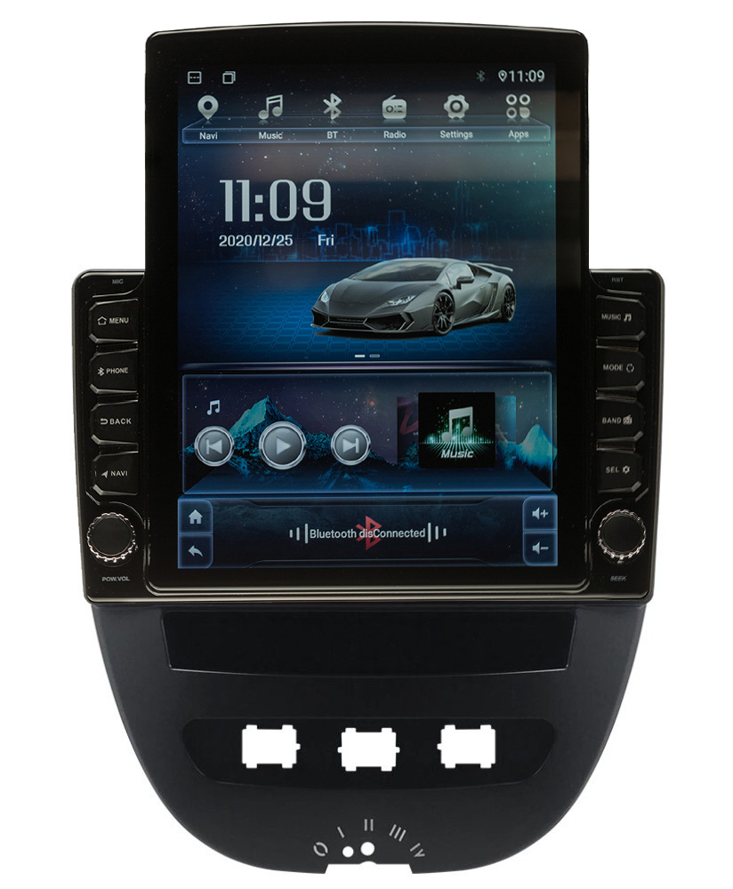 Navigatie AUTONAV ECO Android GPS Dedicata Peugeot 107 2005-2014, Citroen C1 2005-2014 and Toyota Aygo 2005-2014, Model XPERT Memorie 16GB Stocare, 1GB DDR3 RAM, Display Vertical Stil Tesla 10″ Full-Touch, WiFi, 2 x USB, Bluetooth, Quad-Core 4 * 1.3GHz, 4 * 50W Audio