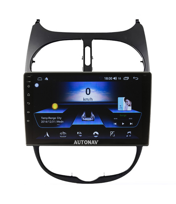 Navigatie AUTONAV Android GPS Dedicata Peugeot 206 2001-2008, Model Classic, Memorie 64GB Stocare, 4GB DDR3 RAM, Display 9″ Full-Touch, WiFi, 2 x USB, Bluetooth, 4G, Octa-Core 8 * 2.0GHz, 4 * 50W Audio