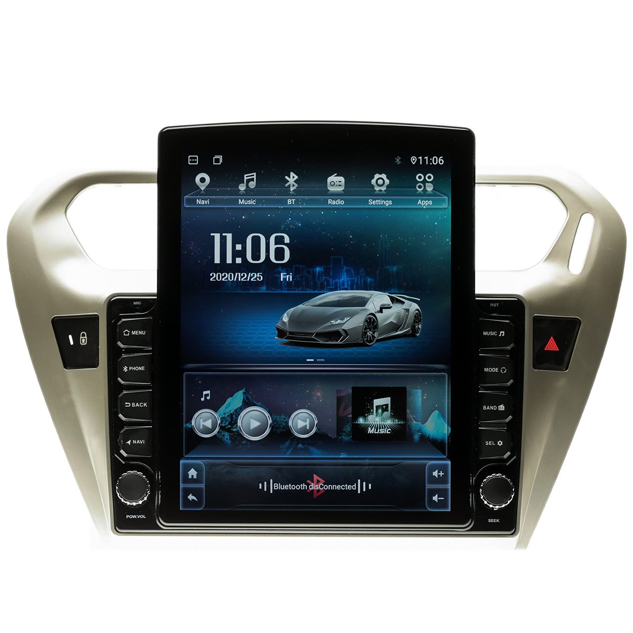 Navigatie AUTONAV Android GPS Dedicata Peugeot 301 2012-2017 si Citroen Elysee, Model XPERT 64GB Stocare, 4GB DDR3 RAM, Display Vertical Stil Tesla 10″ Full-Touch, WiFi, 2 x USB, Bluetooth, 4G, Octa-Core 8 * 2.0GHz, 4 * 50W Audio