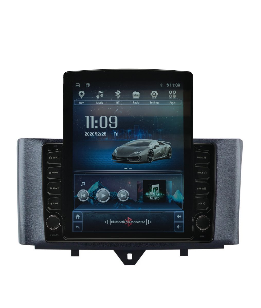 Navigatie AUTONAV Android GPS Dedicata Smart Fortwo 2007-2014, Model XPERT Memorie 256GB Stocare, 12GB DDR3 RAM, Display Vertical Stil Tesla 10″ Full-Touch, WiFi, 2 x USB, Bluetooth, 4G, Octa-Core 8 * 2.0GHz, 4 * 50W Audio