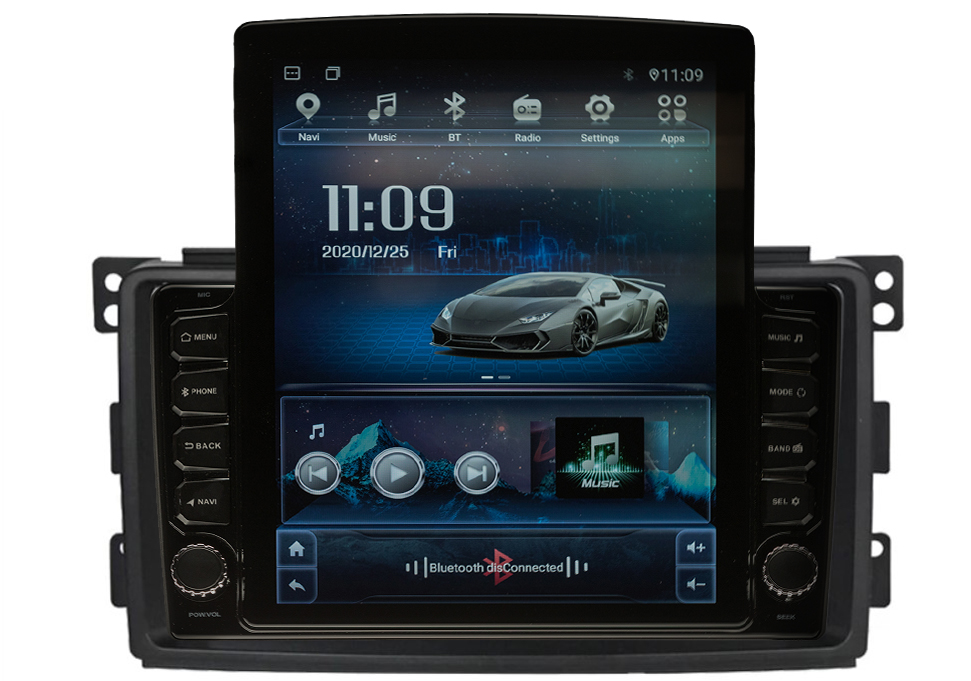Navigatie AUTONAV Android GPS Dedicata Smart Fortwo 2007-2014, Model XPERT Memorie 256GB Stocare, 12GB DDR3 RAM, Display Vertical Stil Tesla 10″ Full-Touch, WiFi, 2 x USB, Bluetooth, 4G, Octa-Core 8 * 2.0GHz, 4 * 50W Audio