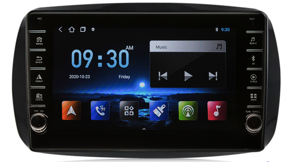 Navigatie AUTONAV Android GPS Dedicata Smart Fortwo 2014-2020, Model PRO Memorie 256GB Stocare, 12GB DDR3 RAM, Display 8″ Full-Touch, WiFi, 2 x USB, Bluetooth, 4G, Octa-Core 8 * 2.0GHz, 4 * 50W Audio