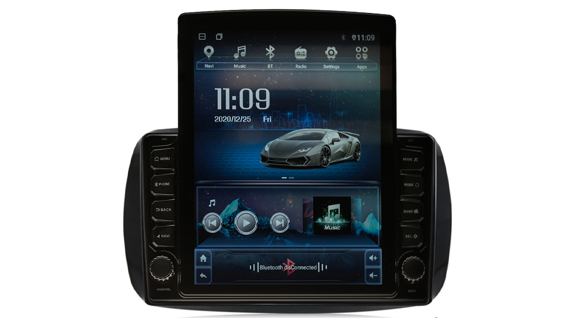 Navigatie AUTONAV Android GPS Dedicata Smart Fortwo 2014-2020, Model XPERT Memorie 256GB Stocare, 12GB DDR3 RAM, Display Vertical Stil Tesla 10″ Full-Touch, WiFi, 2 x USB, Bluetooth, 4G, Octa-Core 8 * 2.0GHz, 4 * 50W Audio