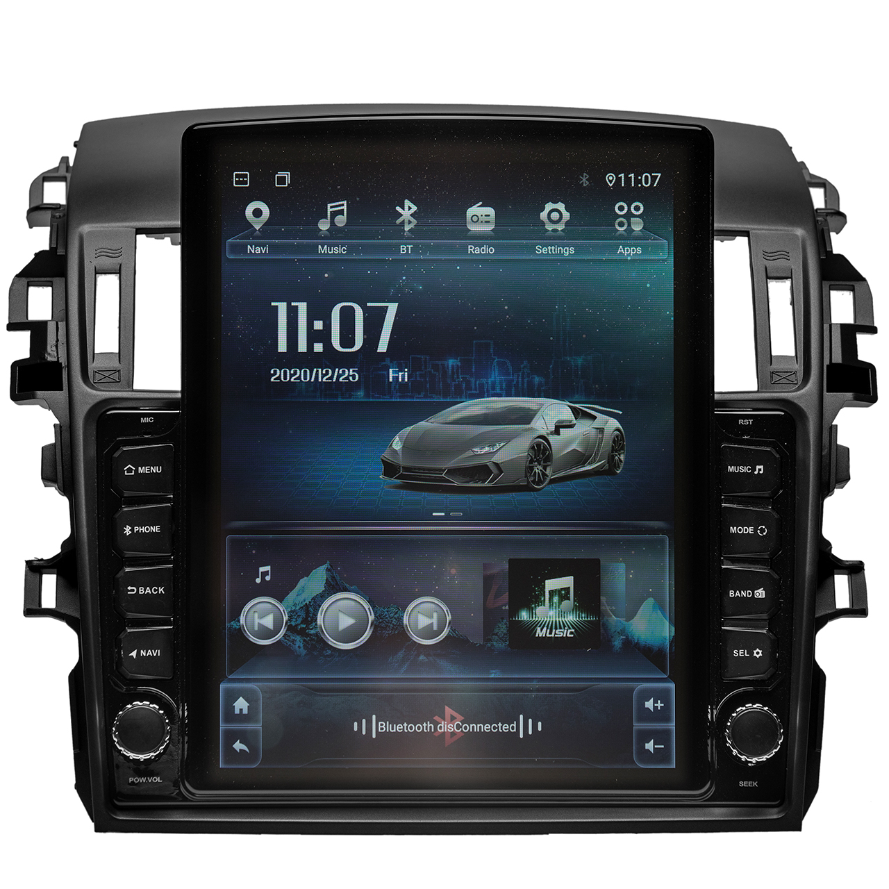 Navigatie AUTONAV ECO Android GPS Dedicata Toyota Corolla E140/E150 2009-2013, Model XPERT 16GB Stocare, 1GB DDR3 RAM, Display Vertical Stil Tesla 10" , WiFi, 2 x USB, Bluetooth, Quad-Core 4 x 1.3GHz, 4 x 50W