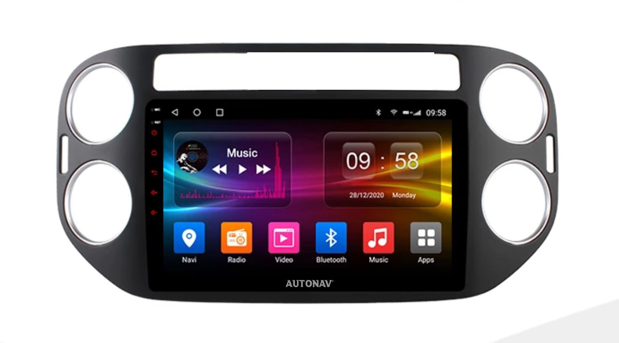 Navigatie AUTONAV Android GPS Dedicata Volkswagen Tiguan 2010-2017, Model Classic, Memorie 64GB Stocare, 2GB DDR3 RAM, Display 9″ Full-Touch, WiFi, 2 x USB, Bluetooth, Quad-Core 4 * 1.3GHz, 4 * 50W Audio